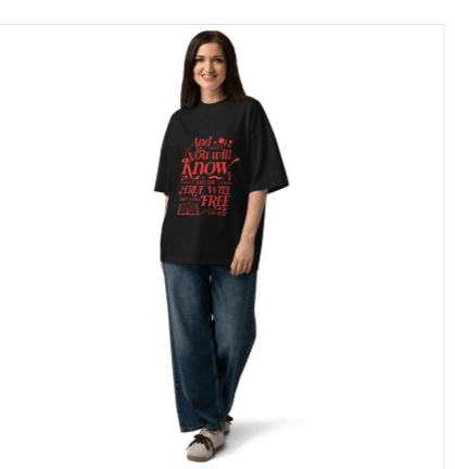 T-Shirt Oversized Unissexo – João 3:16 | Preta