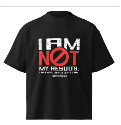 T-Shirt Oversized Unissexo – 1 Coríntios 15:10 | Preta