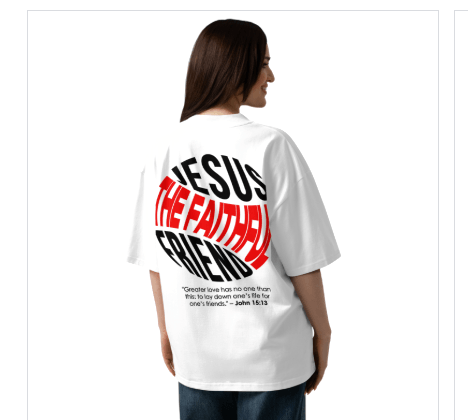 T-Shirt Oversized Unissexo – João 15:13 | Branca